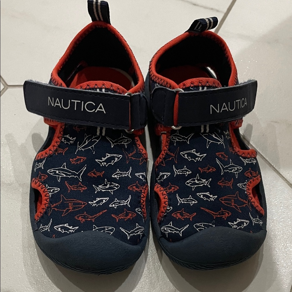 Nautica Kids' Water Shoes with Shark Design - Navy and Red
